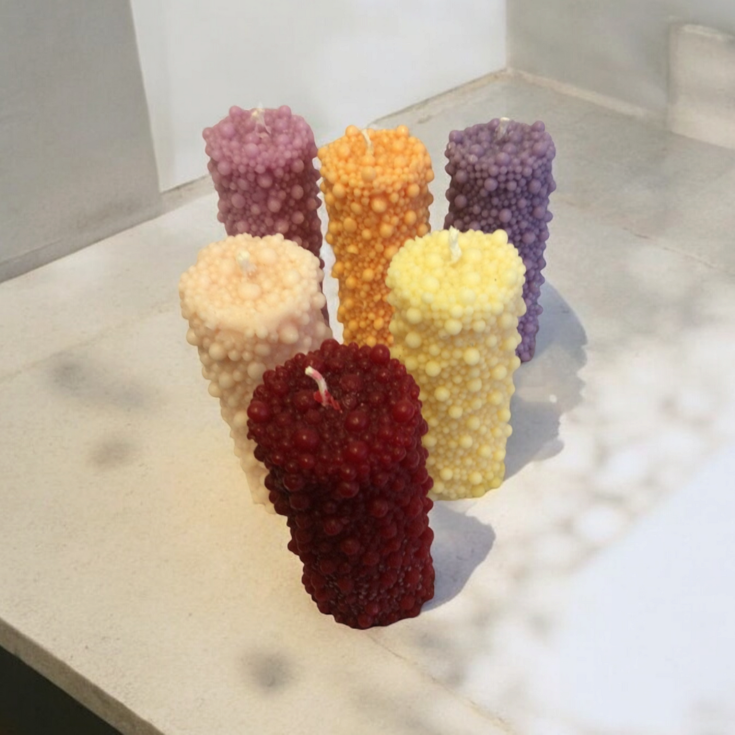Unusual Bobbly Pillar Candle