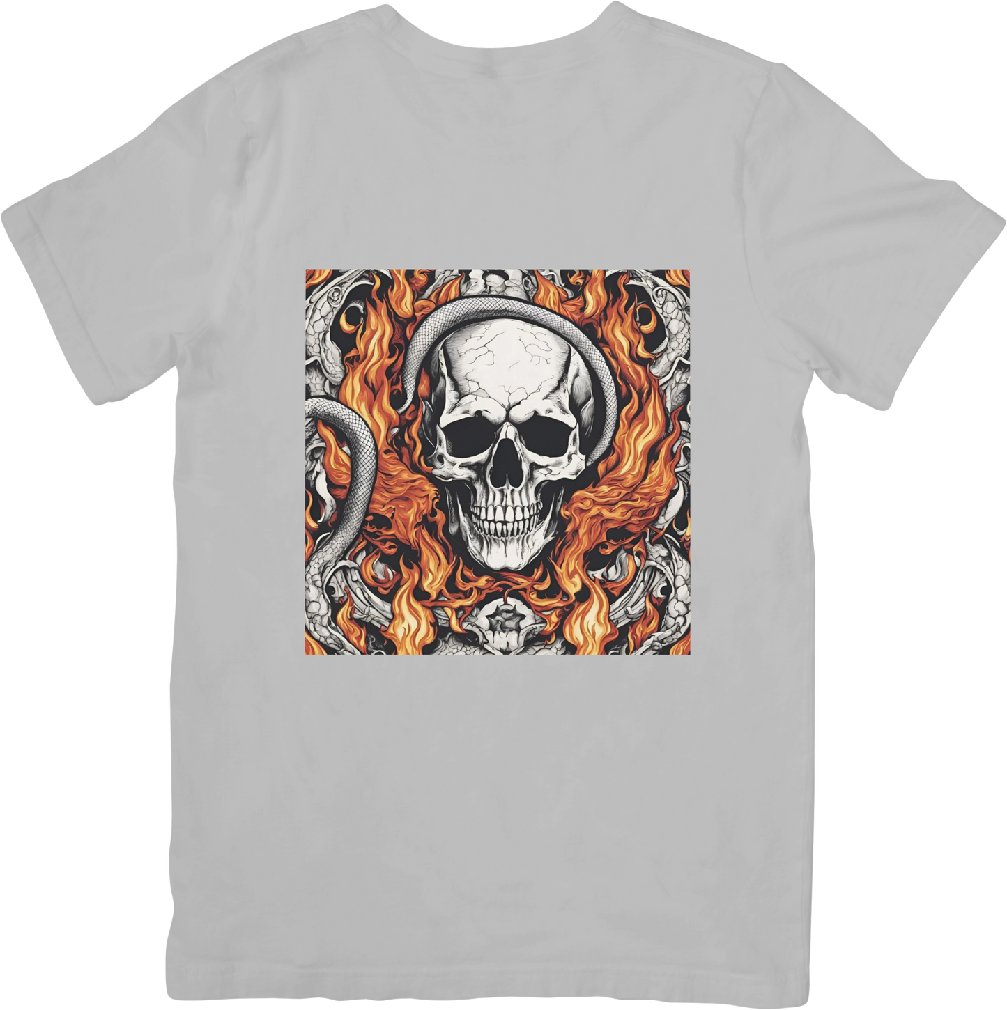 Bespoke Skull and Serpent in Flames T-Shirt