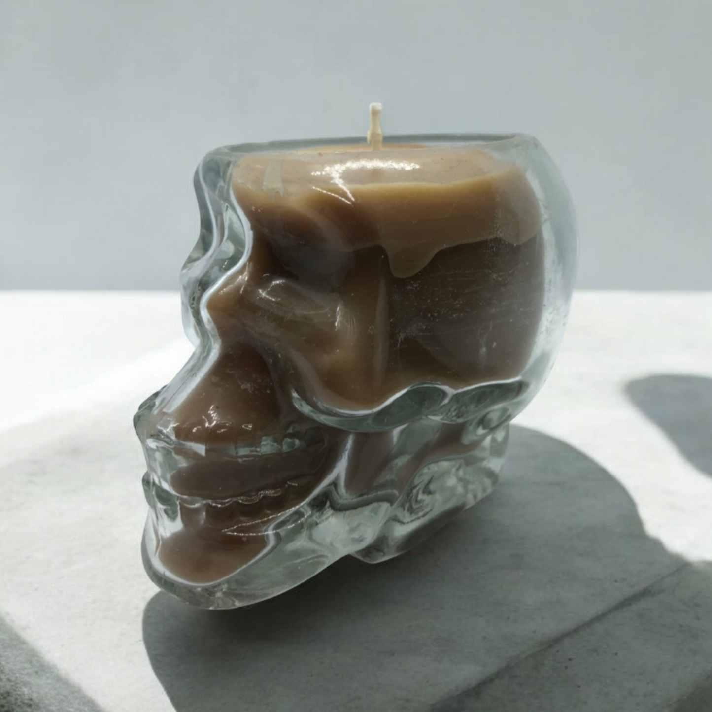Small Glass Skull Candle