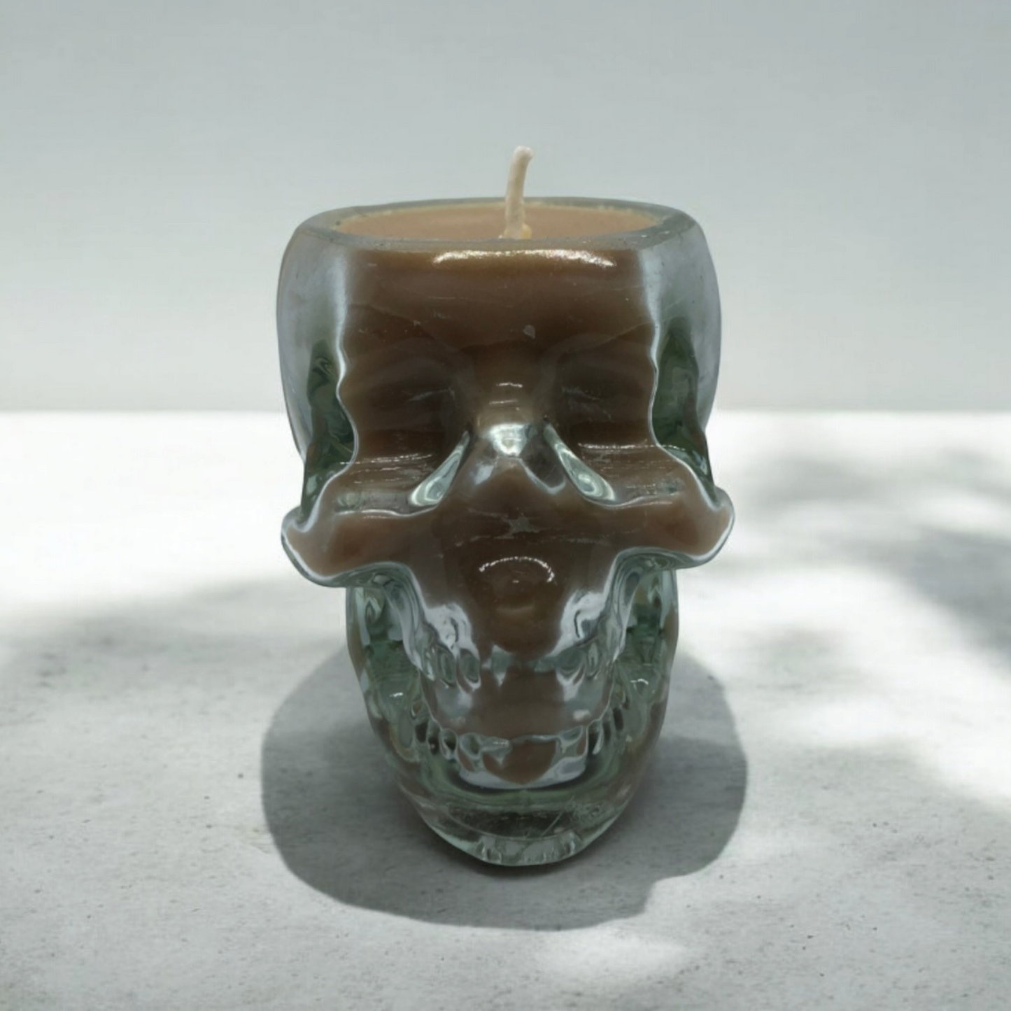 Small Glass Skull Candle