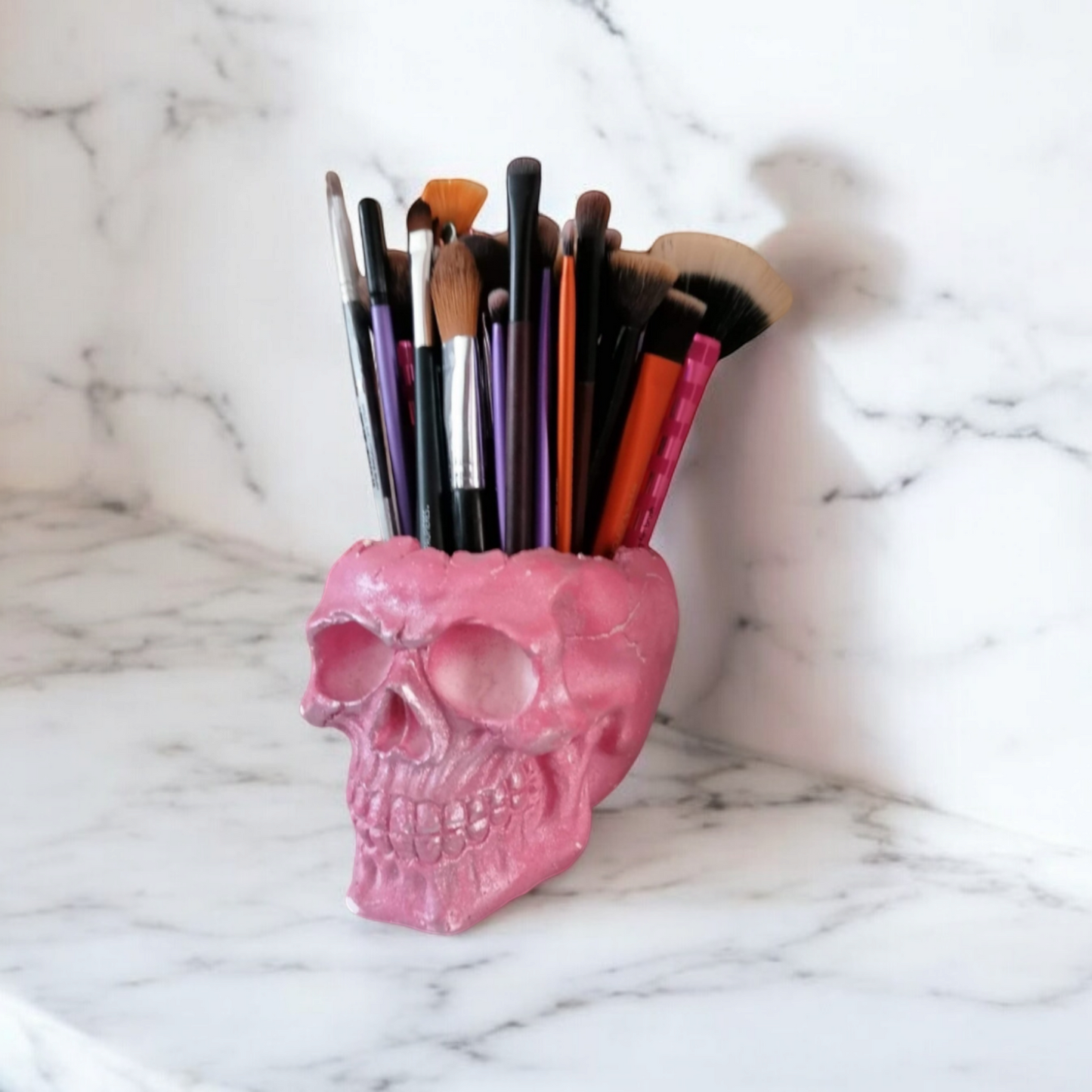 Decorative Skull Shaped Brush or Pen holders