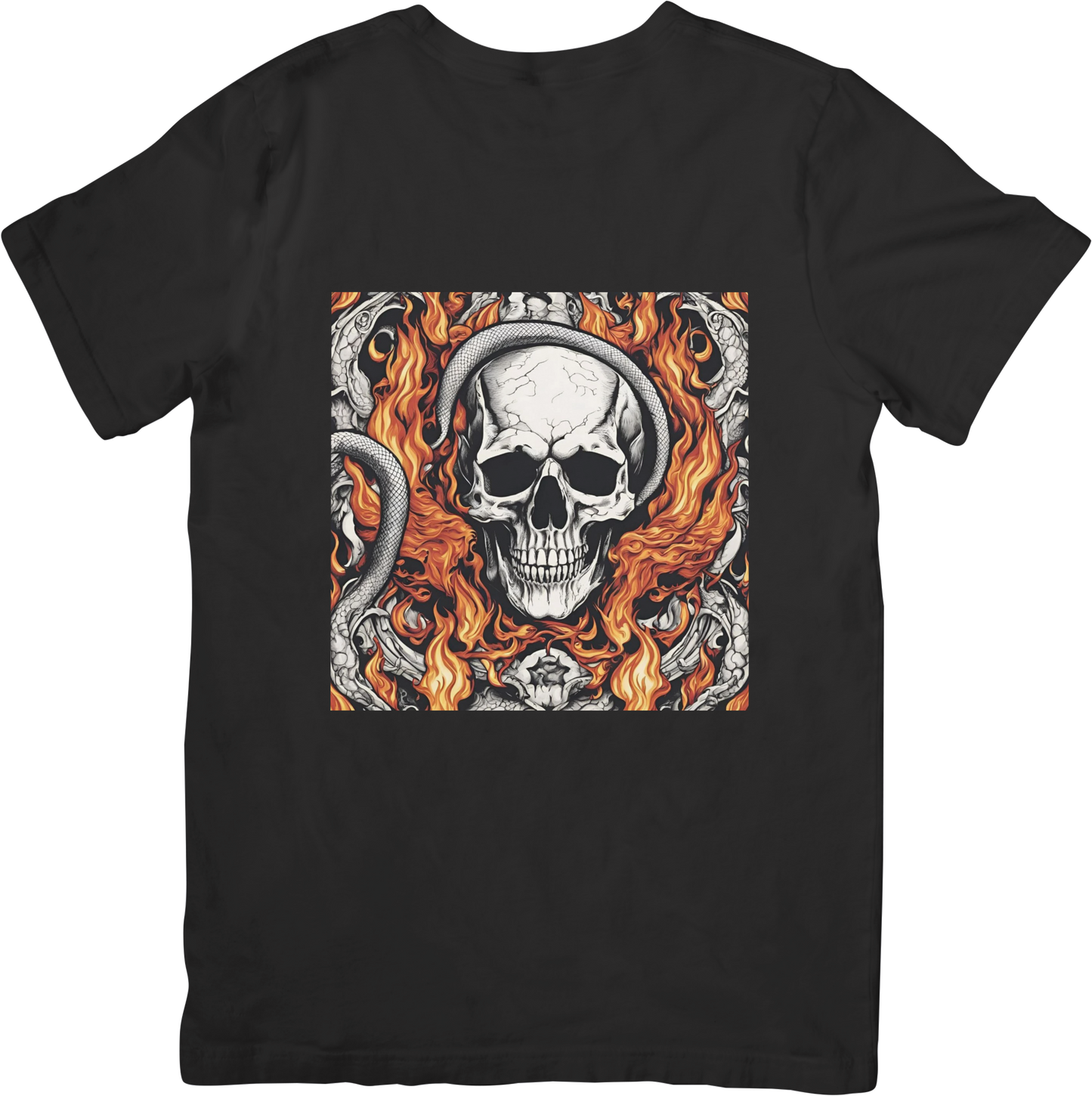 Bespoke Skull and Serpent in Flames T-Shirt
