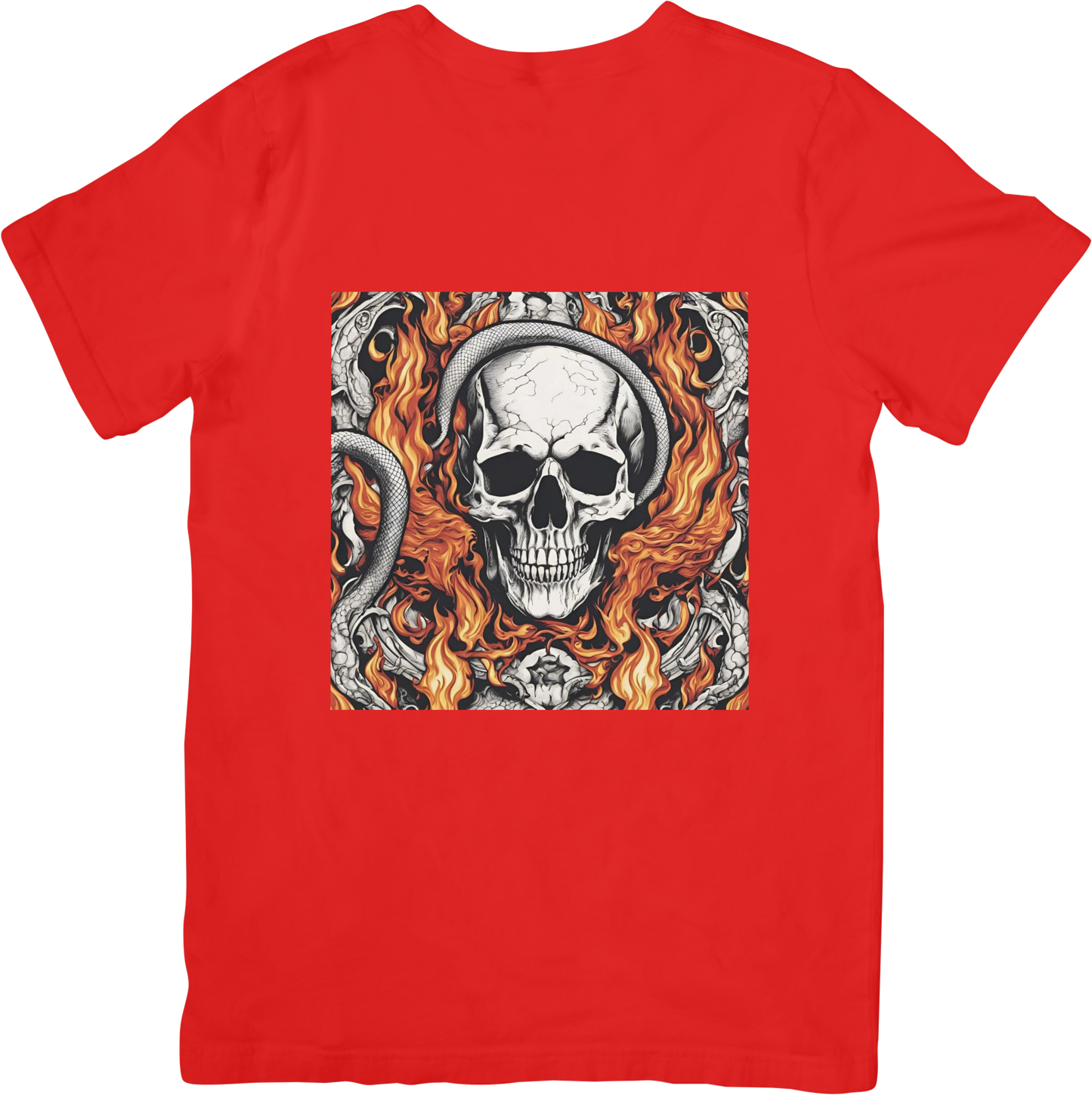 Bespoke Skull and Serpent in Flames T-Shirt