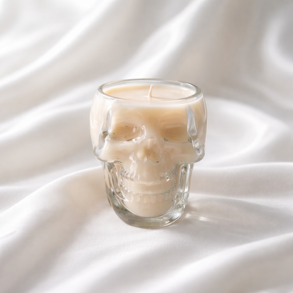 Small Glass Skull Candle