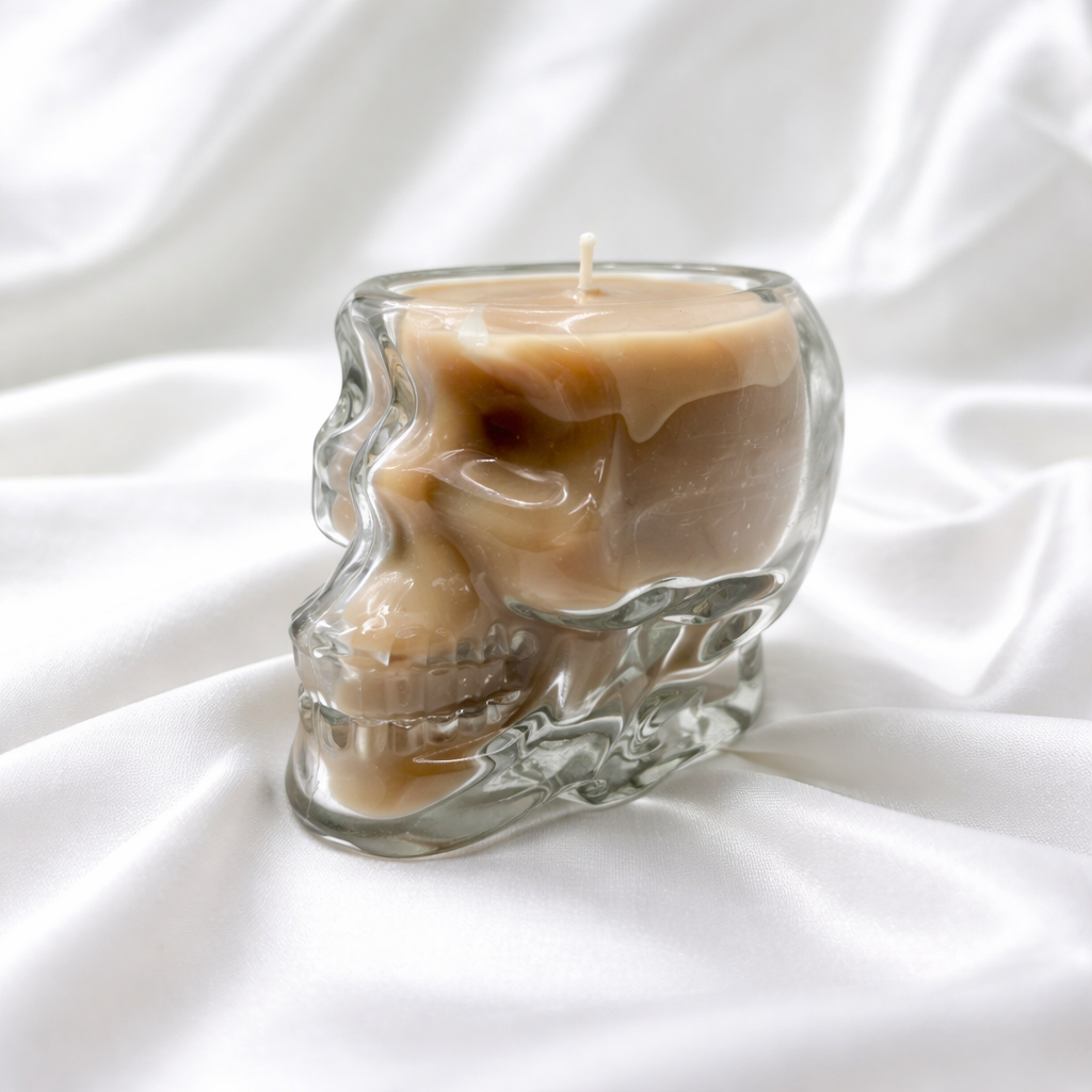 Small Glass Skull Candle