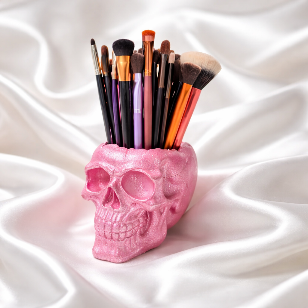 Decorative Skull Shaped Brush or Pen holders
