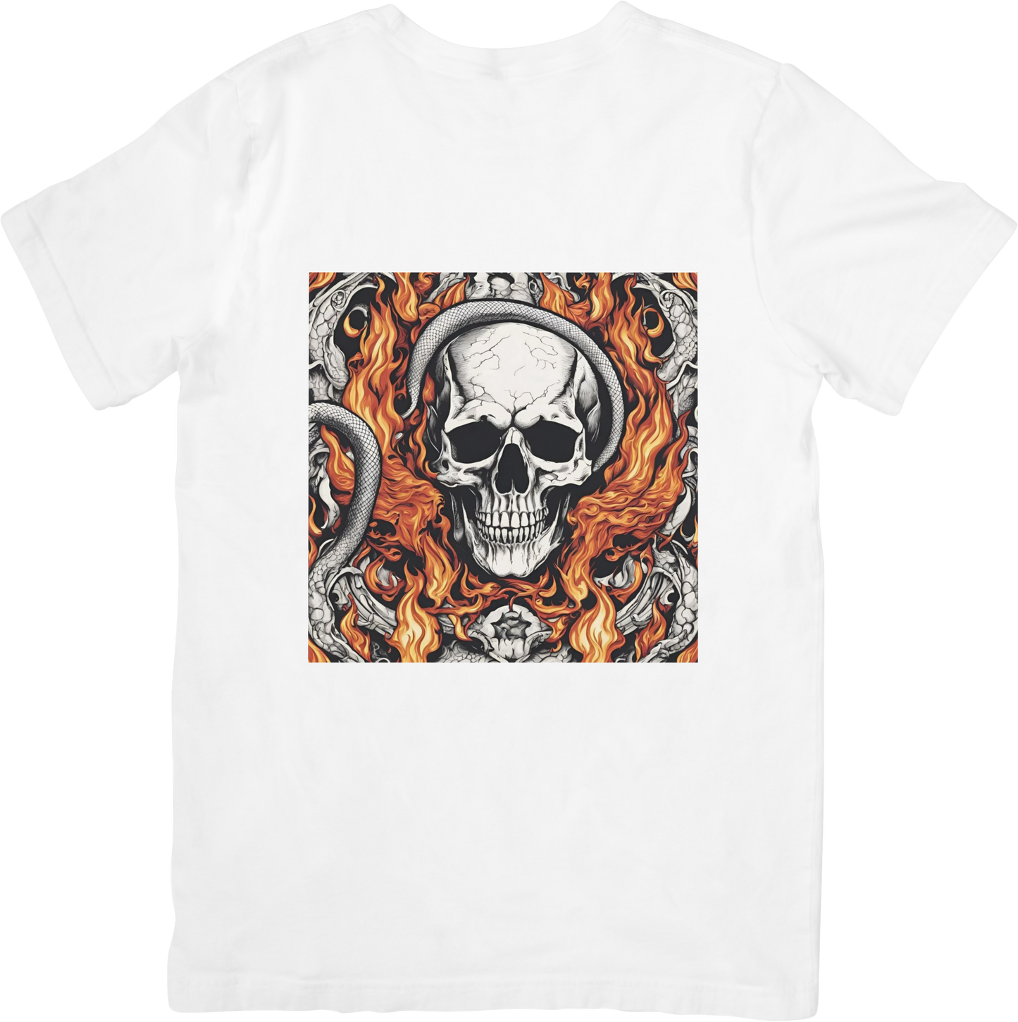 Bespoke Skull and Serpent in Flames T-Shirt